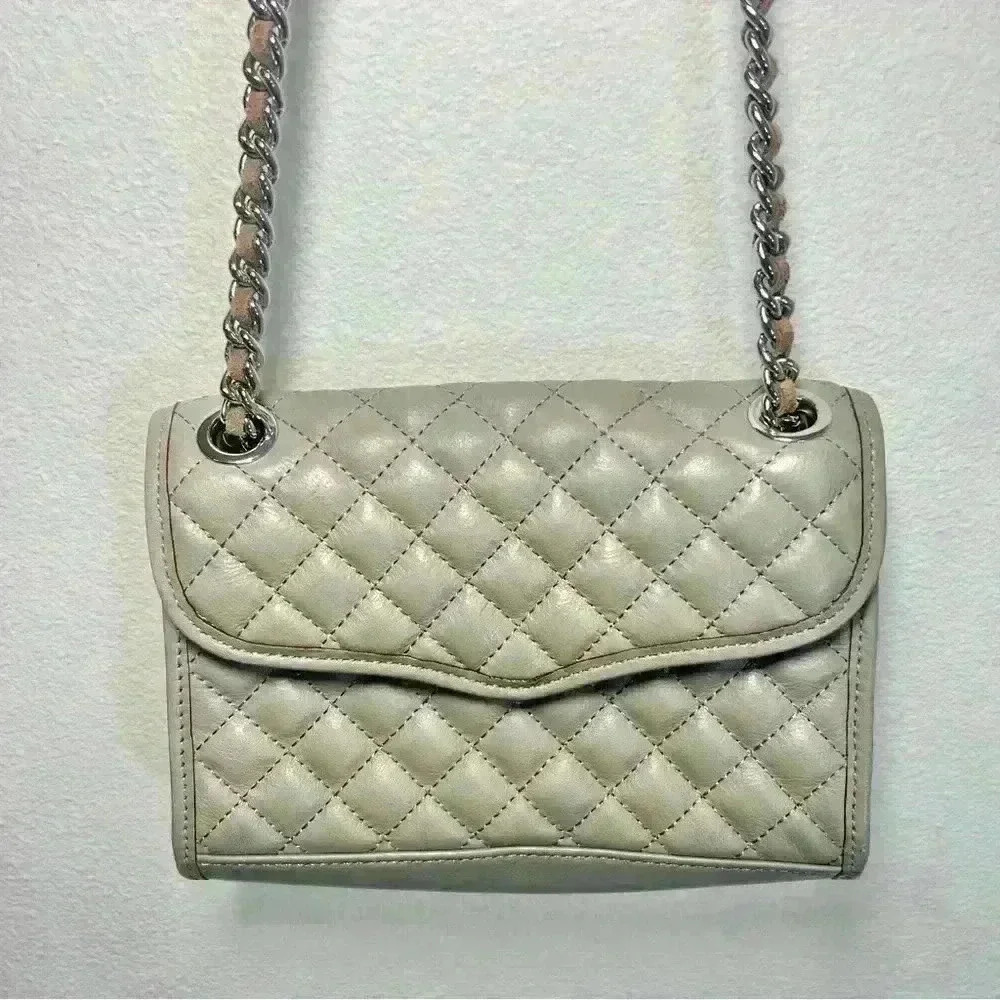 Rebecca Minkoff Shoulder Bag Quilted Mini Affair Light Gray Color - Picture 12 of 16